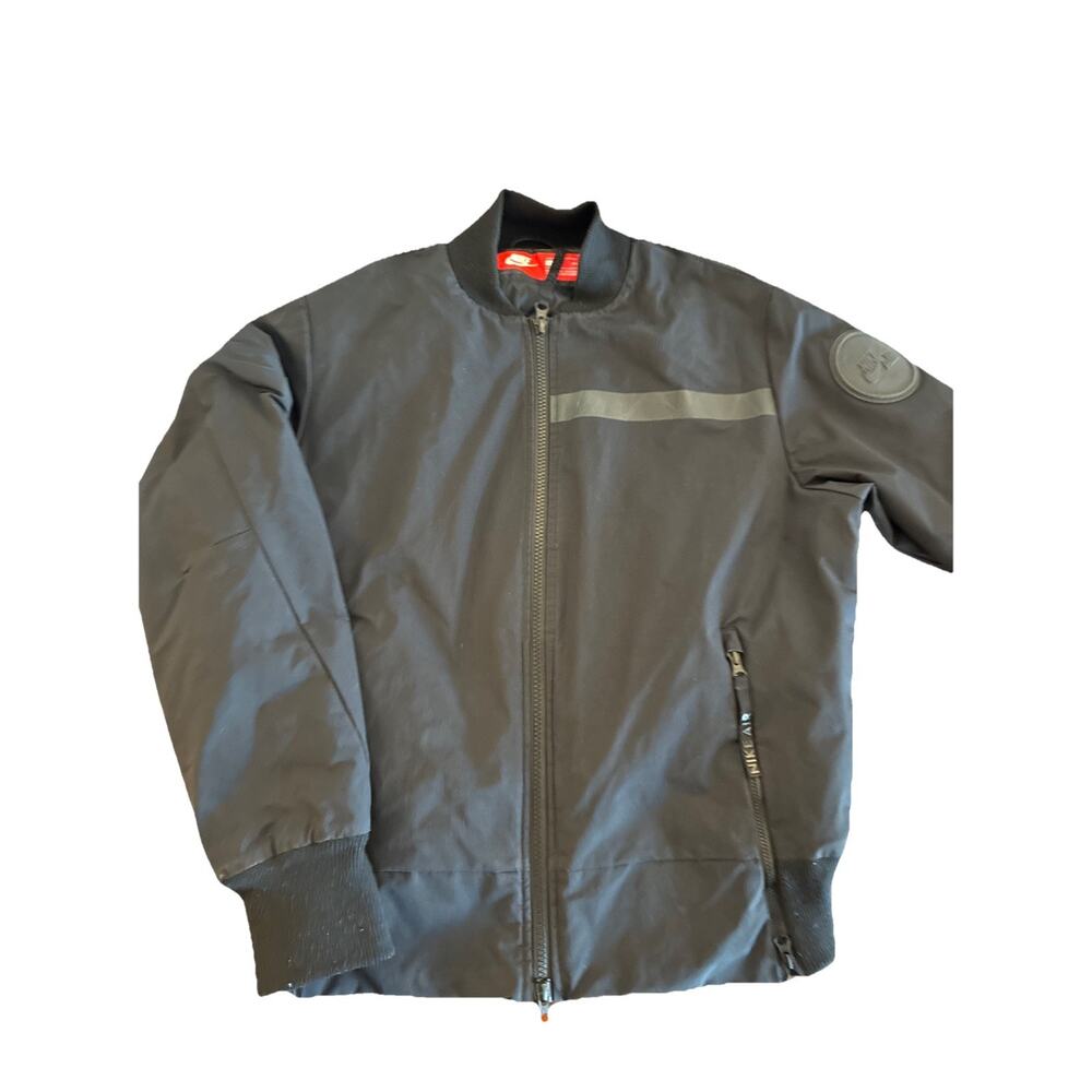 Women's Nike Air Insulated Black Zip Up Woven Shell Bomber Jacket Coat Sz Small